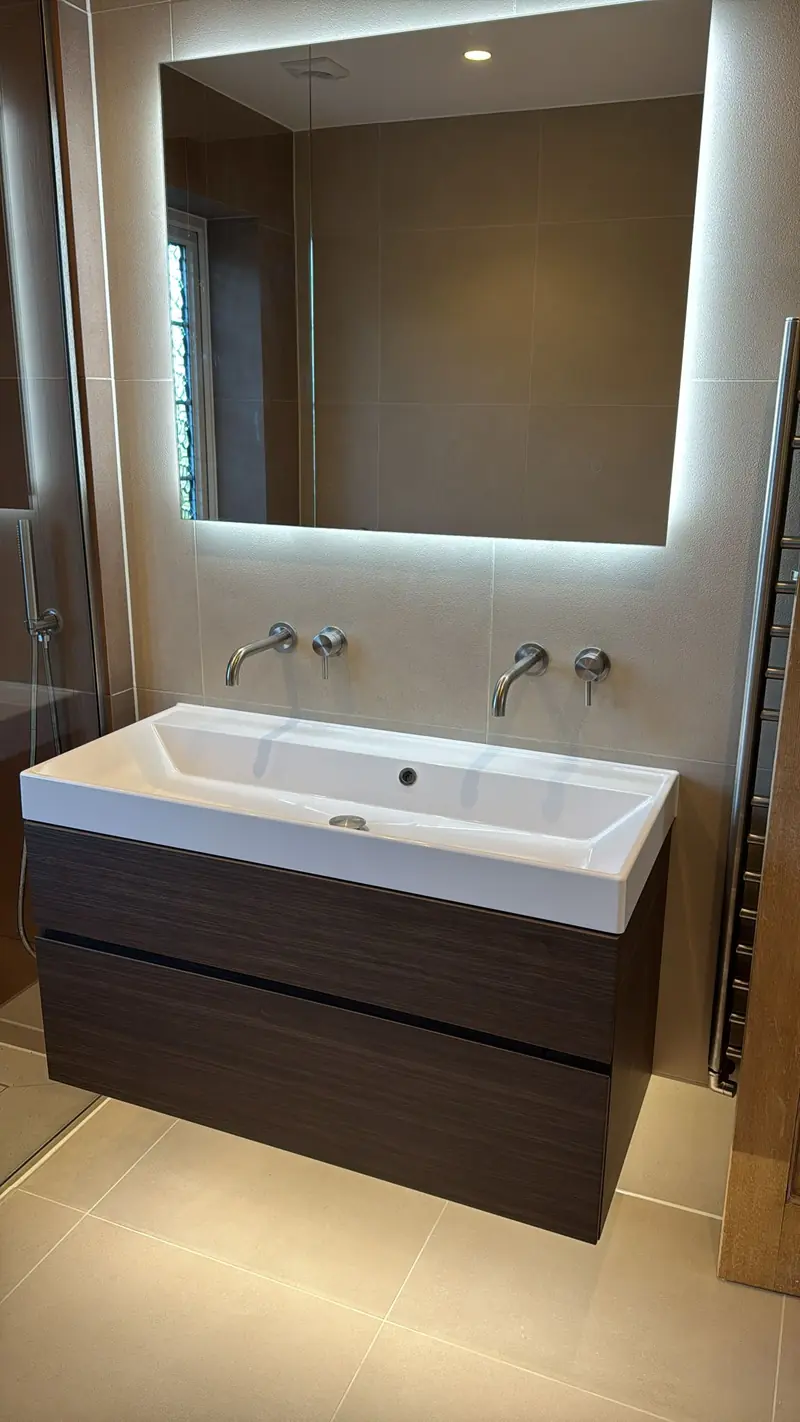 Completed luxury en-suite bathroom renovation in Weybridge Surrey