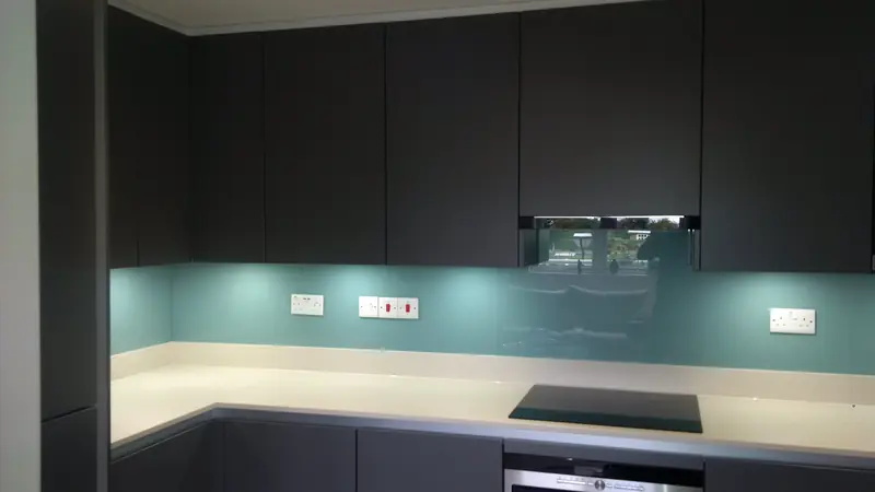 Kitchen with LED glass shelves in Kingston Surrey