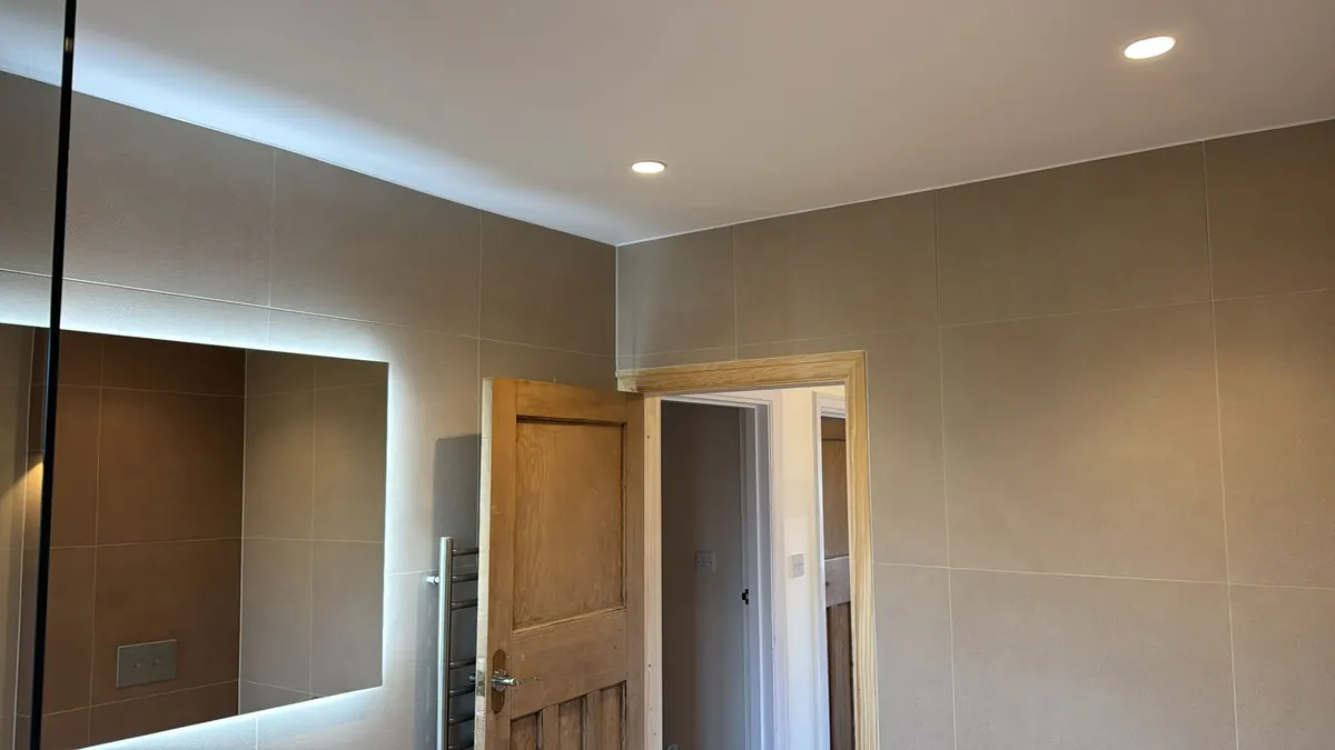 Backlit shower niche installation Esher Surrey